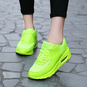 

2019 New Arrival Couple Air Cushion Shoes Men Leisure Sneakers Green Yellow Breathable Running Shoes Women Trainers Zapatillas