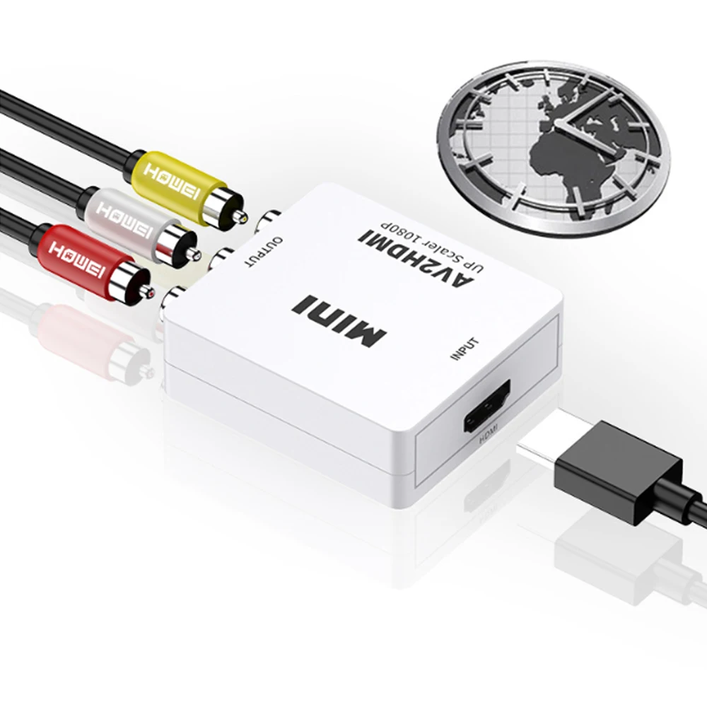 Преобразователь AV в HDMI композитный аудио и видео (CVBS) на красный желтый белый Lotus