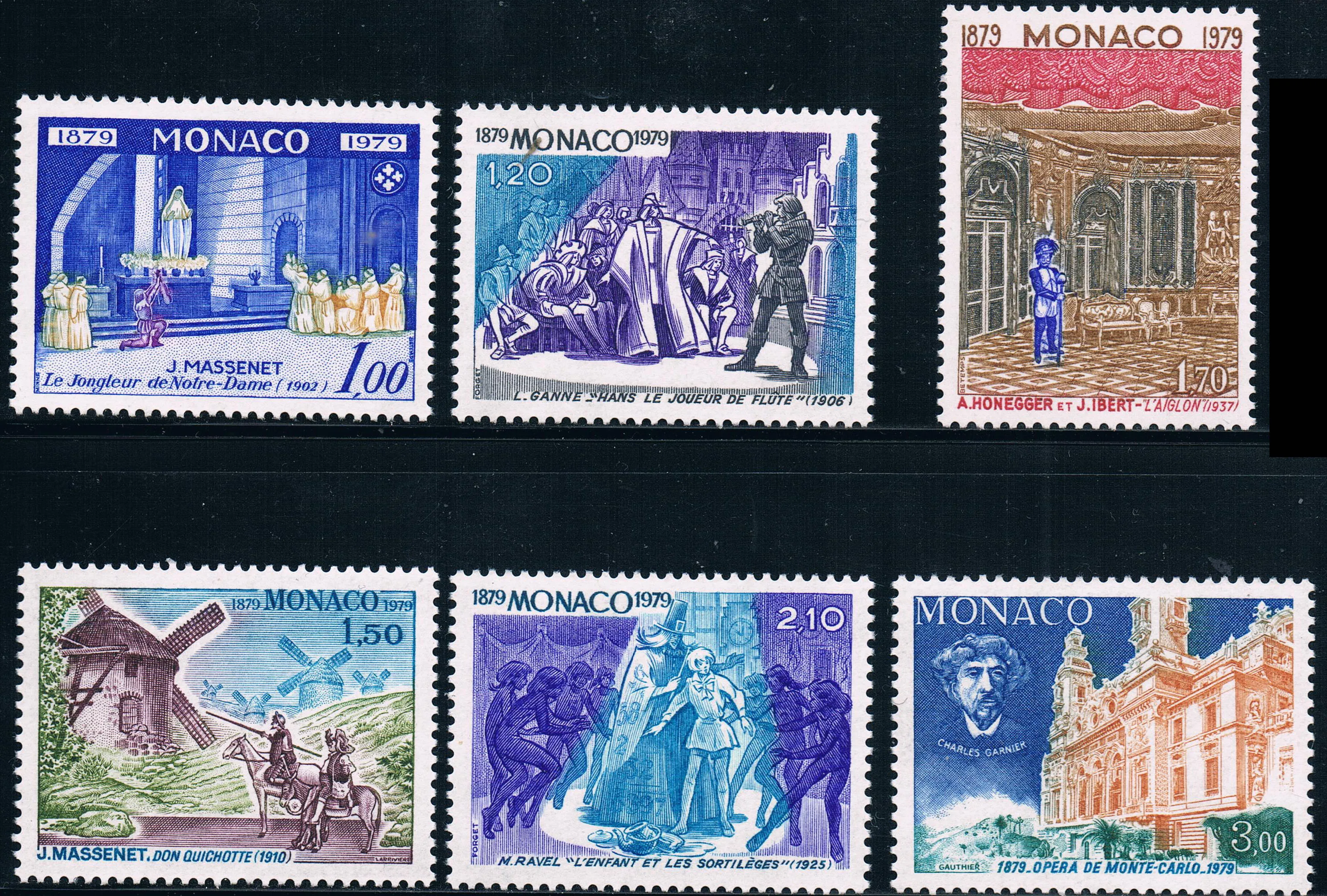 

6Pcs/Set New Monaco Post Stamp 1979 Monte Carlo Gagnier Theatre I Sculpture Stamps MNH