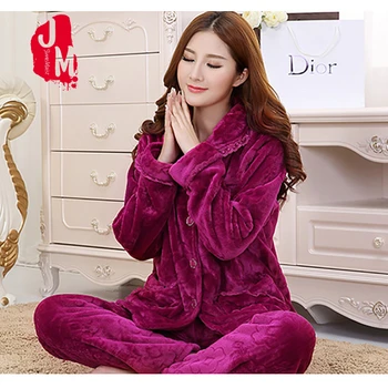 

Sleepwear Set Women Flannel Pijama Women Winter Pajama Women Warm Long Sleeve Pyjama Women Plus Size Coral Fleece M L XL XXL