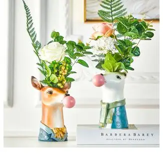 

FLOWER VASE HOME DECORATION RESIN PANDA GIRAFFE STATUE CRAFTS FLOWERS POT FLORAL SIMULATION ANIMAL ADORNMENT DESK DECORATIONS