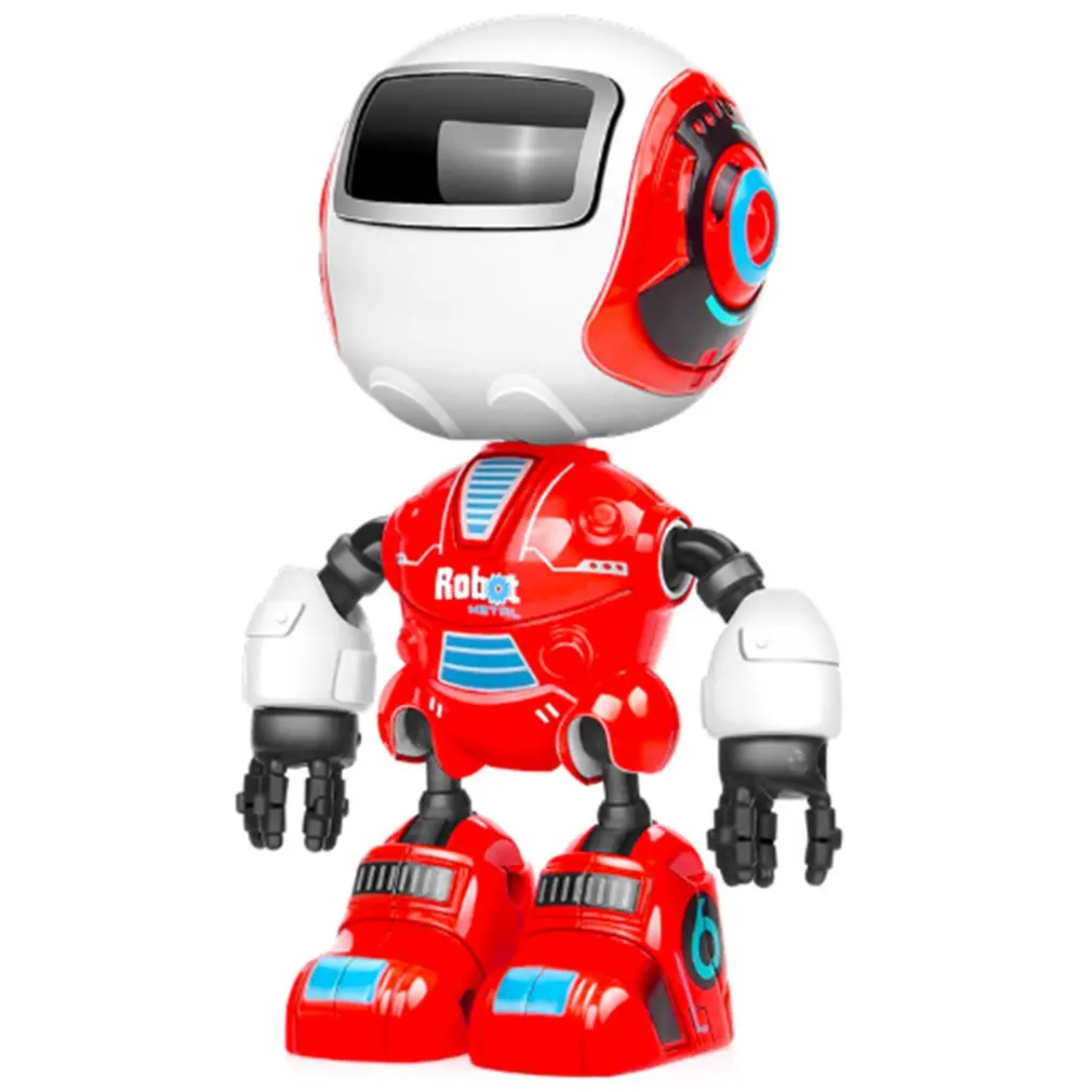 Mini Alloy Cute Pet Robot Toys Funny Touch Induction DIY Puzzle Early Education Robot Model Joint Movable Toy Gift for Children - Цвет: Красный