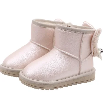 

children girls boots princess cotton shoes kids snow boots baby thickening plush velvet waterproof shoes with bow warm boots