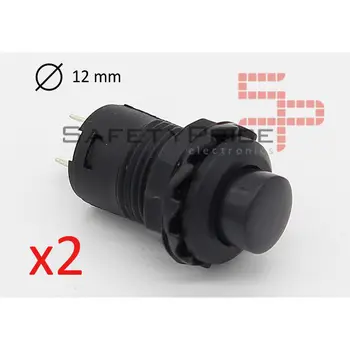 

2x round black Push Button 12mm recessed button ON OFF 2 positions 12mm SP