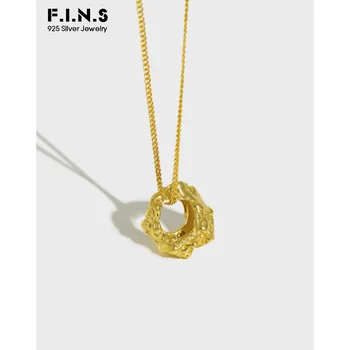

F.I.N.S Korean 925 Sterling Silver Necklace INS Retro Irregular Geometric Round Hollow Female Necklace Concave Clavicle Necklace