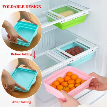 

Transparent Drawer Refrigerator Storage Box Foldable Food Storage Sorting Box Kitchen Fresh-Keeping Storage Container