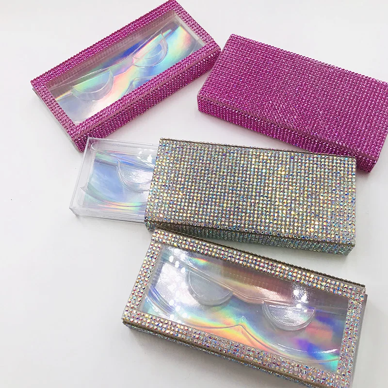 

Empty Lash Case Plastic 5D Mink Eyelash Rectangle Boxes Pink Glitter Lash Box