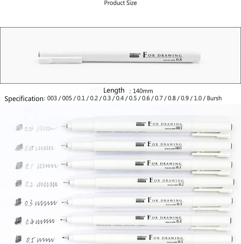 MARVY 4600 косметический карандаш крючок линия тонкая ручка черный Рисунок водонепроницаемый комиксов ручка ручная роспись техническая ручка художественный маркер