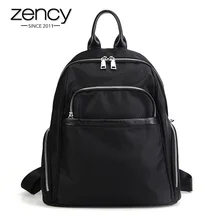 Zency Большой Вместительный женский рюкзак из ткани Оксфорд, элегантный черный холщовый рюкзак, повседневная дорожная сумка высокого качества