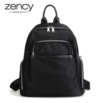 

Zency More Pockets Large Capacity Oxford Women Backpack Elegant Black Canvas Knapsack Daily Casual Travel Bag High Quality