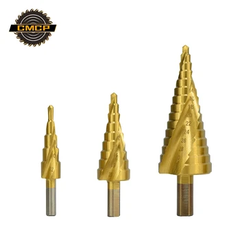 

3pcs HSS Step Drill Bit Set TiN Coated Core Drill Bit Spiral Grooved Center Drill Round Shank Hole Cutter Power Tools Drill