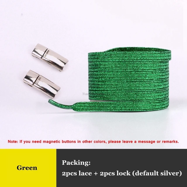 New Rainbow Magnetic Lock Shoelaces Elastic No tie Shoe laces Sneakers Shoelace Kids Adult Lazy Laces One Size Fits All Shoes green