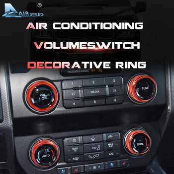 

AIRSPEED 6PCS for Ford F150 XLT 2016 2017 2018 2019 Accessories Interior Trim Aluminum Alloy Air Conditioning Volume Knob Cover