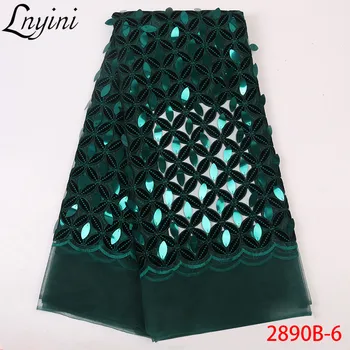 

Green Color Velvet Lace Fabric with Sequins Fabrics Good Quality African Lace Fabrics Sequence Lace Fabric for Bridal L2890B
