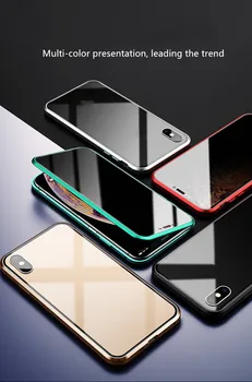 

For iPhone XS anti-peep double-sided glass mobile phone shell all-inclusive metal frame magnetic phone case