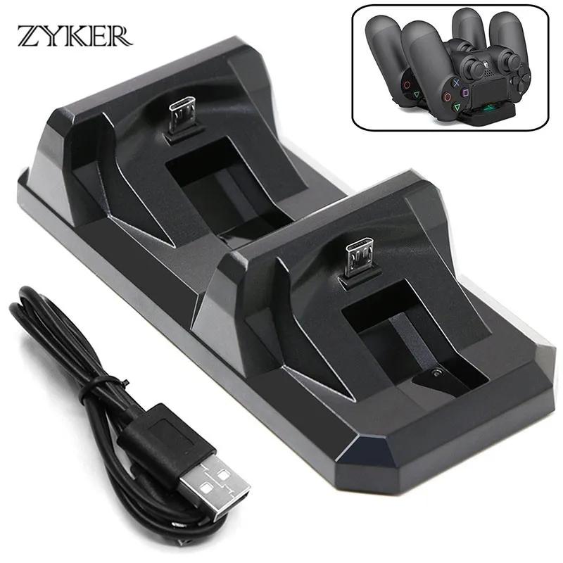 

ZYKER USB Dual Charging Station Charger Dock Stand for Sony PS4 Playstation 4 Joystick Controller Fast Charging for PS4 Gamepad