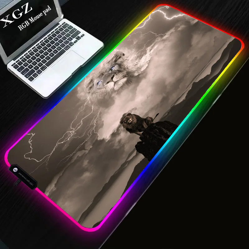 Коврик для игровой компьютерной мыши XGZ с аниме Лев RGB большой Настольный