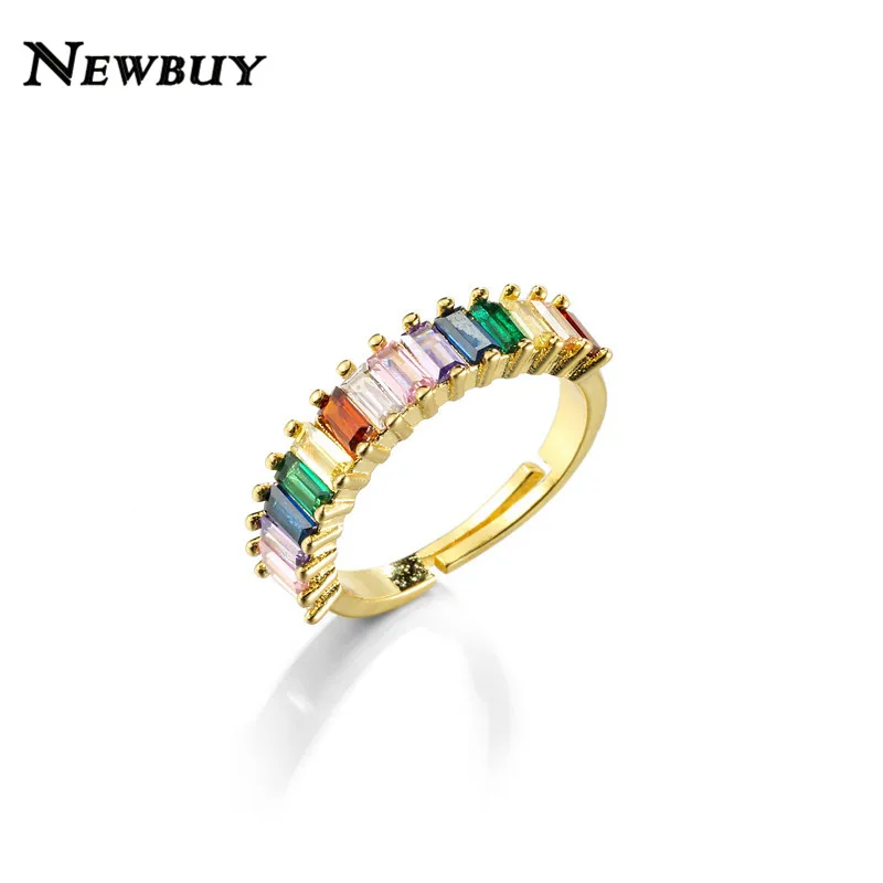 NEWBUY, модное Радужное кольцо с камнем CZ для женщин, Золотое кольцо с короной от сглаза, регулируемое Размер, вечерние ювелирные изделия - Цвет основного камня: 10179