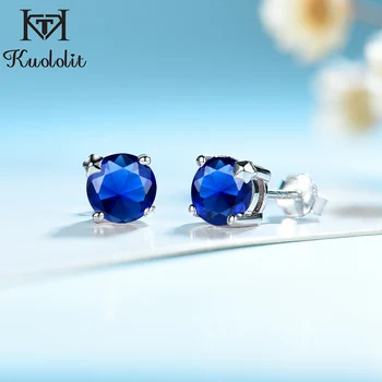 

Kuololit Blue Sapphire Gemstone Stud Earrings 925 Sterling Silver Star Christmas Jewelry September Birthstone Gift For Her New
