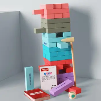 

None Wooden Colorful Stacked Blocks Tabletop Parent-child Puzzle Toy