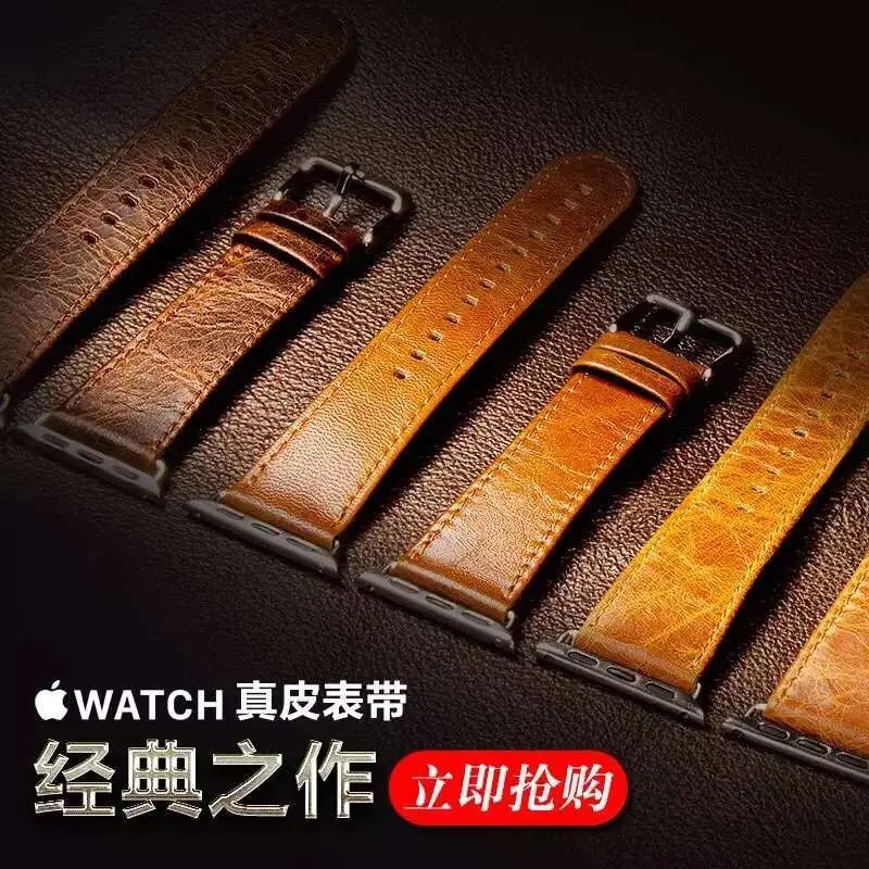 Ремешок из натуральной кожи для apple watch se кожаный ремешок crazy horse iwatch Series 6/5/4/3/2/1 38 42