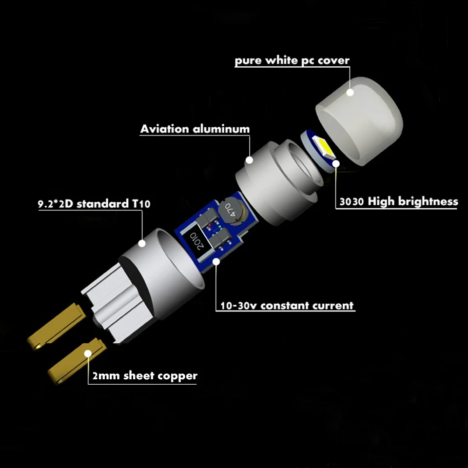 10x3030 SMD 350LM T10 W5W светодиодный автомобильный светильник автомобильная лампа для