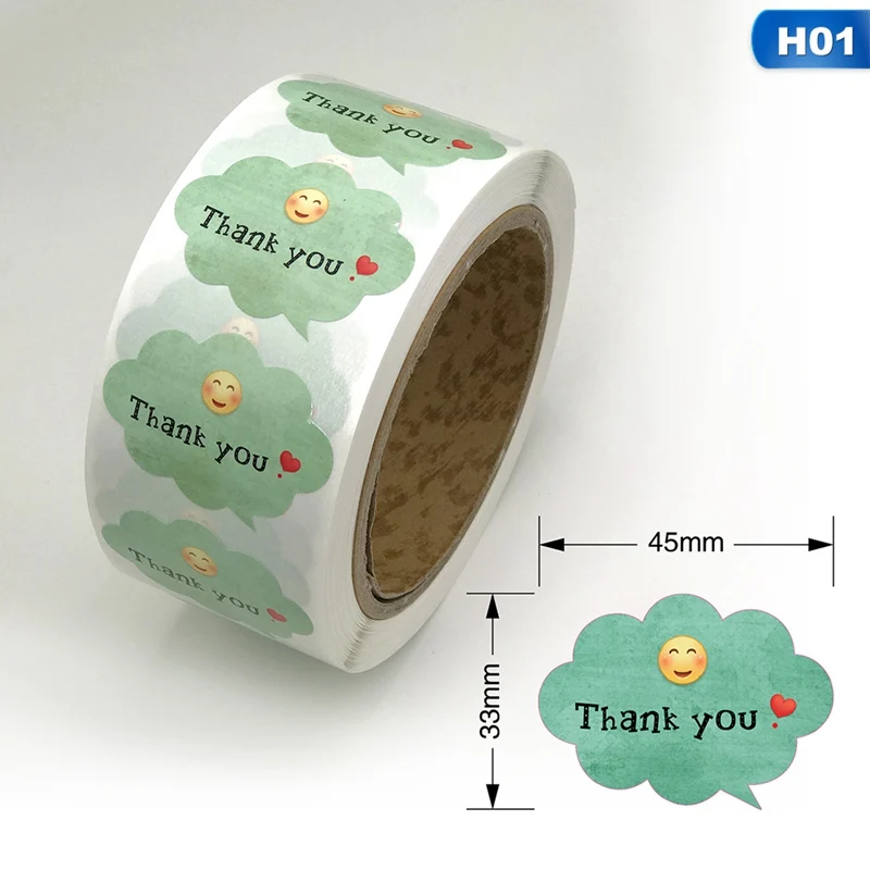 01 600pcs for 1 Roll 600 шт./компл. Цветы Сердце Спасибо наклейки этикетки для печати для подарка средство герметизации упаковки паста офисные школьные принадлежности милые канцелярские принадлежности - Цвет: 01 600pcs for 1 Roll