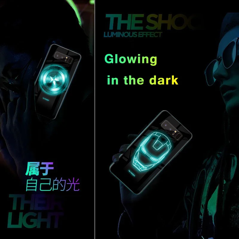 Marvel Мстители светящийся стеклянный чехол для телефона samsung Galaxy S10E S10 5G S9 S8 Plus Note 10 9 8 10plus супергерой чехол Спайдермен