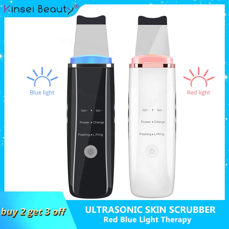 

Ultrasonic Skin Scrubber RED&Blue Light Facial Skin Scrubber Blackhead Removal Cleaner Facial Cleaner Face Lifting Massager