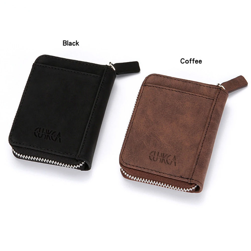 Card Holder Women Men Travel Protection Mini PU Leather Gift Zipper Wallet Fashion Pocket Portable Solid