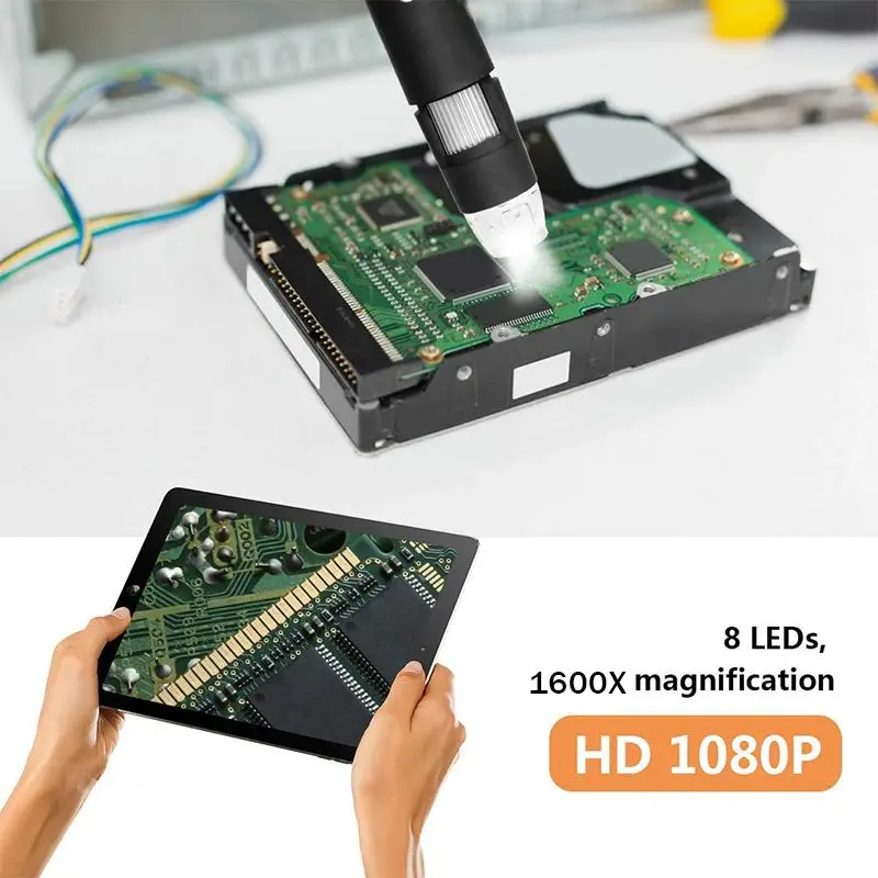Электронный микроскоп 1600X цифровой USB интерфейс электронный Лупа 8 светодиодов портативный цифровой микроскоп+ шарнир/присоска кронштейн