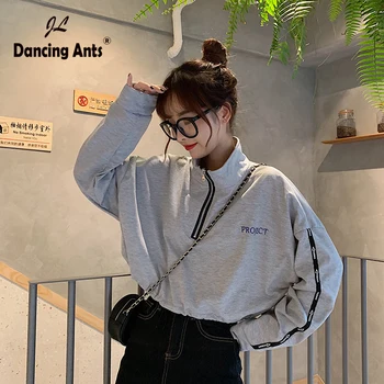 

Sweatshirt Woman Hoodies Women Zipper Casual Crop Top Long Sleeve Plus Size Pullover