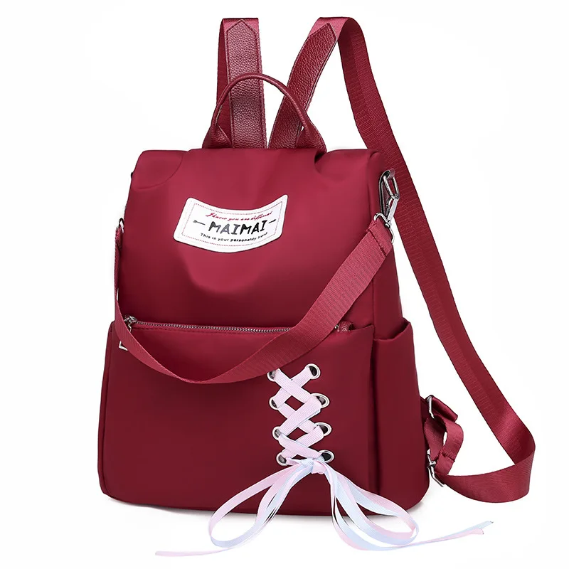 

New Oxford Cloth Ribbons Backpack Fashion Preppy Style Soft Handle Open Pocket Multi-function Casual Waterproof Backpack