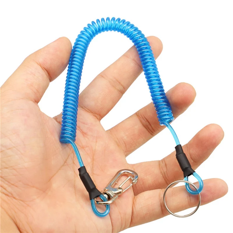 Key Lanyard Fishing Missed Rope Key Koord Key Chain Elastic Coil Stretch Tether Fashion Wire Spring Rope Lockable Metal Key Cord