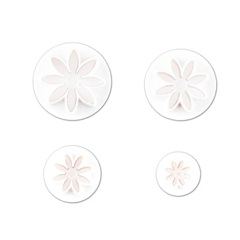 Cookie Cutter 4Pcs/set Plum Daisy Flower Fondant Cookie Cutter Plunger Mold Cake Decorating Tools Sugarcraft Biscuit Stamp Christmas Cutter