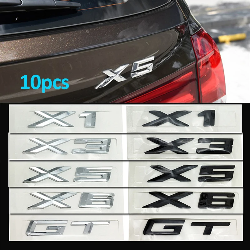 

10pc Number Letters Trunk Badge Emblem Badges Logo Stickers for BMW 1 2 3 4 5 6 7 Series X1 X3 X4 X5 X6 GT Auto Accessories