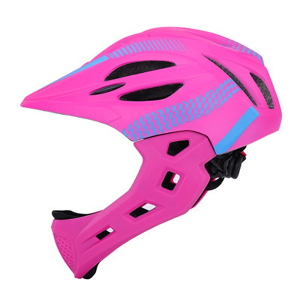 Подбородка безопасное защитное полный уход за кожей лица съемная, для верховой езды велосипедный шлем с заднего светильник детской верхней одежды; Велоспорт Унисекс велосипед баланса - Цвет: Розовый
