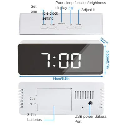 Hot Selling Multi-functional Mirror LED Digital Clock Mirror Image Alarm Clock Multi-functional Smartphone Charging