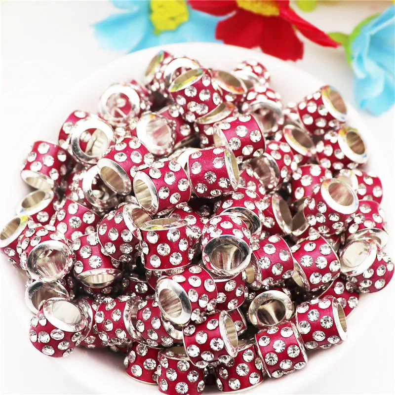 

20Pcs Large Hole Crystal Spacer Murano Beads Charms Fit Pandora Bracelet Snake Chain Necklaces DIY Jewelry Earrings Women Girls