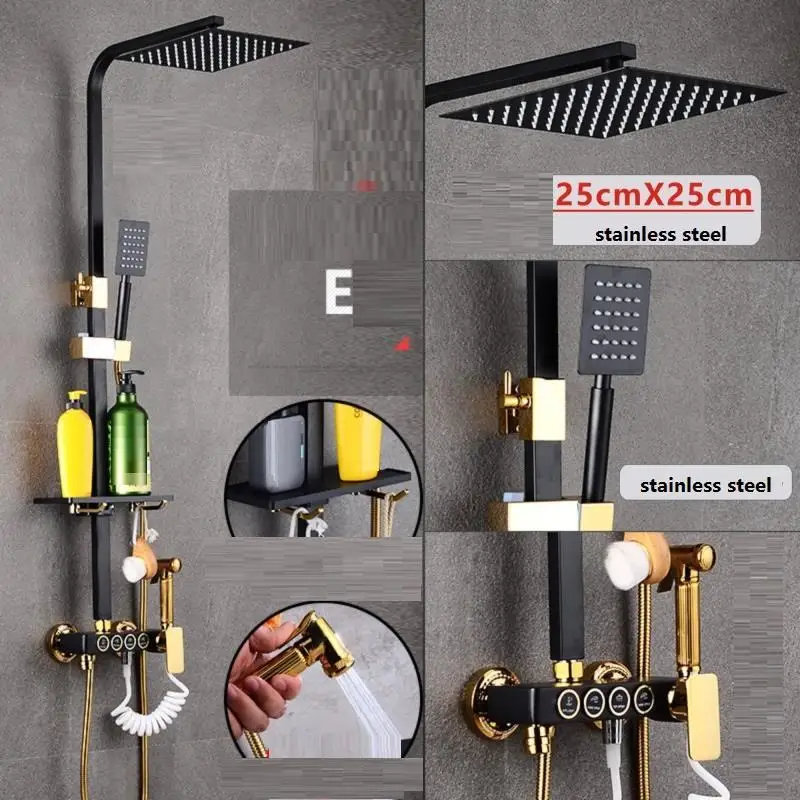 MODEL S Regadera Prysznic Doccia Conjunto De Dusch система Черный Painel Ducha Douche Do Banheiro Chuveiro Eletrico Душевая система для ванной комнаты - Цвет: MODEL S