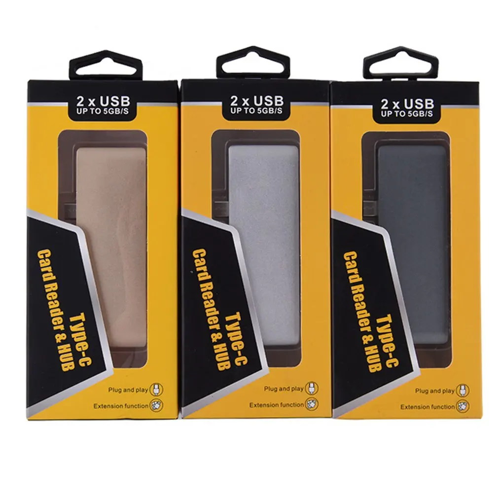 5 портов type-C концентратор USB-C адаптер type C концентратор с PD зарядка USB 3,0 порт SD/Micro кард-ридер для MacBook Pro док-станция