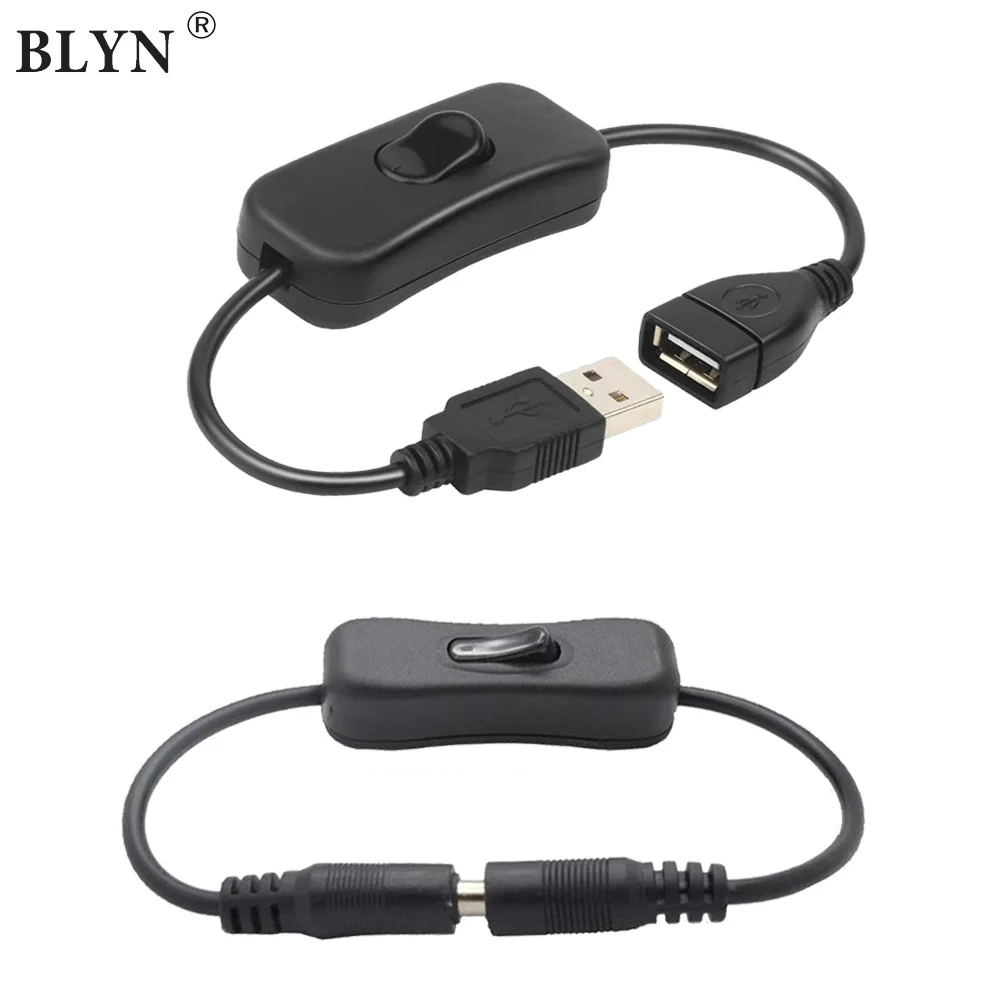 DC USB Switch Adapter Male to Female Extension Cable With On/Off Power For Fan Driving Recorder LED Lamp Strips |