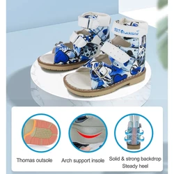 2023 Children Orthopedic Sandals For Kids Summer Graffiti Leather Flat Feet Footwear Fashion Breathable Toddler Shoes Size22-32