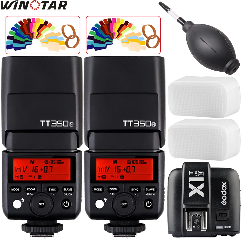 GODOX 2x TT350 TT350N Вспышка Speedlite TTL HSS 1/8000s + X1T-N триггер для Nikon DSLR | Электроника