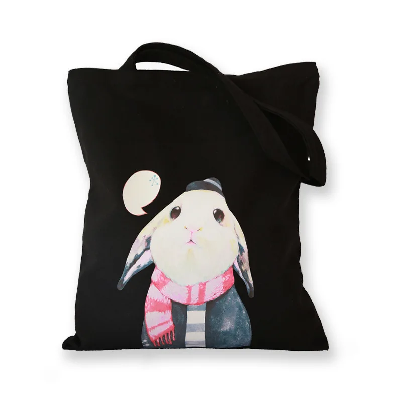 Оригинальная сумка из парусины с изображением кролика, простая ткань, крутая женская сумка на одно плечо с застежкой-молнией