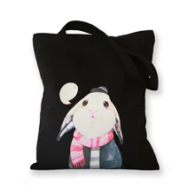 Оригинальная сумка из парусины с изображением кролика, простая ткань, крутая женская сумка на одно плечо с застежкой-молнией