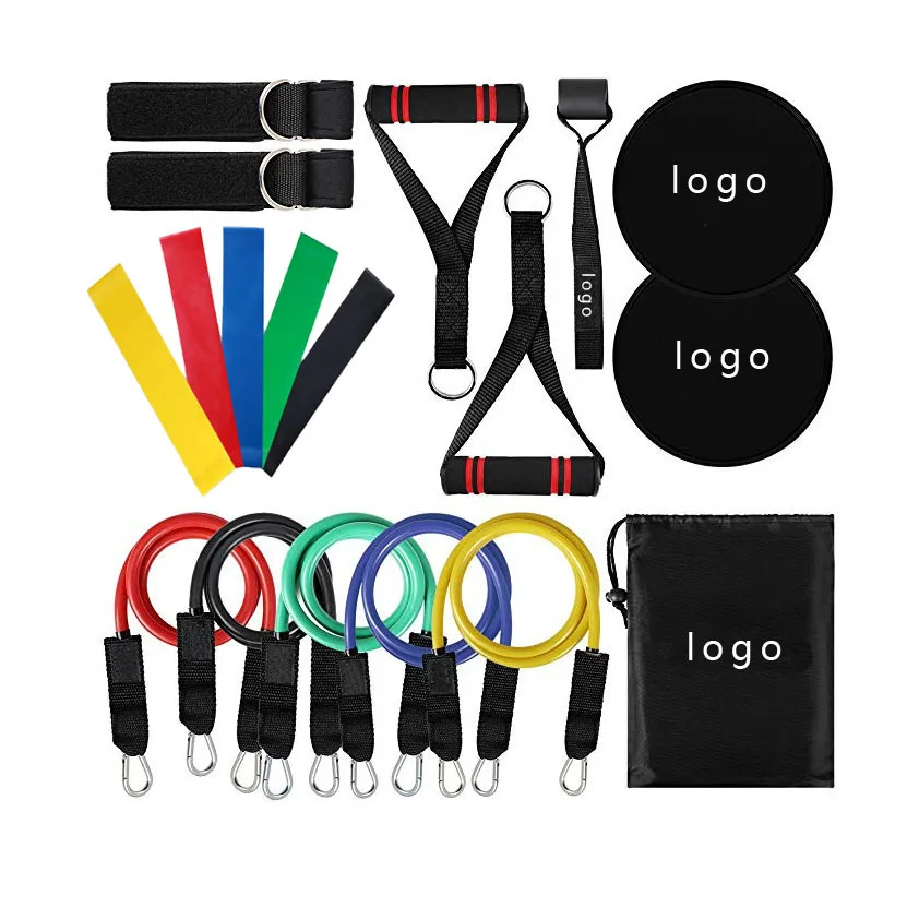 

Manufacturers Direct Selling TPE/Latex 11 Pieces Pulling Rope Slide Plate Resistance Band Hot Packaged Combination
