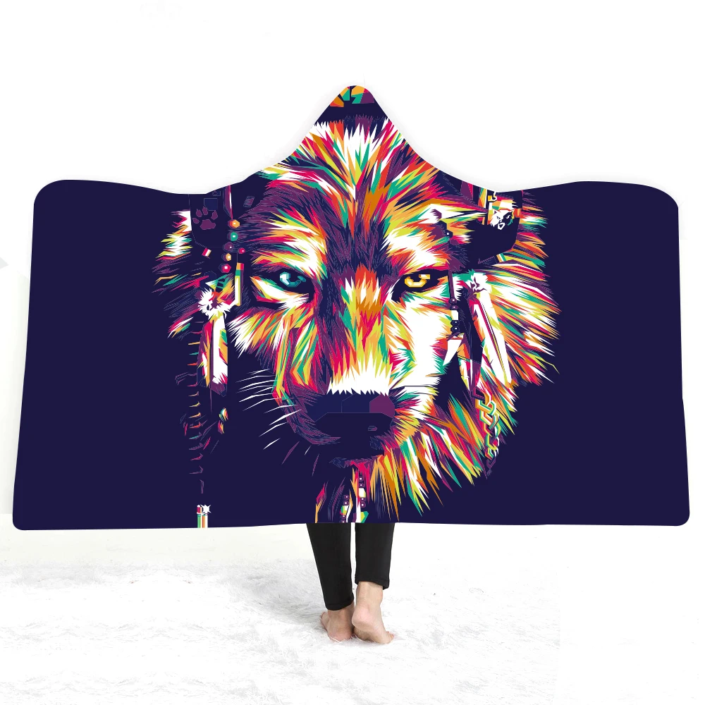 Волк с капюшоном одеяло утолщение 3d Печатный узор пледы одеяло Тканое одеяло для детей Прямая поставка - Цвет: 19
