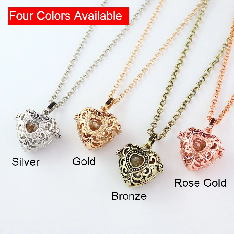 1 шт сердце филигранная пустотелая клетка медальон кулон со стеклянным шариком с