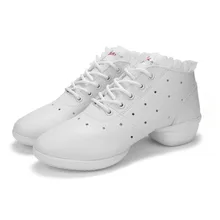 Женская обувь для танцев, джазовая обувь в стиле хип-хоп из мягкой коровьей кожи, женские кроссовки для сальсы, Бальные Нескользящие танцевальные туфли, женская белая